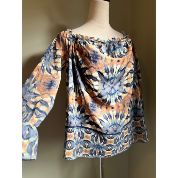 INC International Concepts Tops - Boho whimsi Off The Shoulder Blouse Top M Metallic Long Sleeve tie dye Y2K fairy
